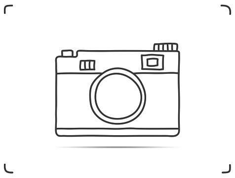 Doodle camera icon on white background, vector eps10 illustration