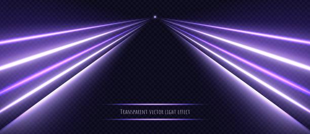 illustrazioni stock, clip art, cartoni animati e icone di tendenza di effetto luce al neon viola isolato su sfondo trasparente. - long vehicle flash