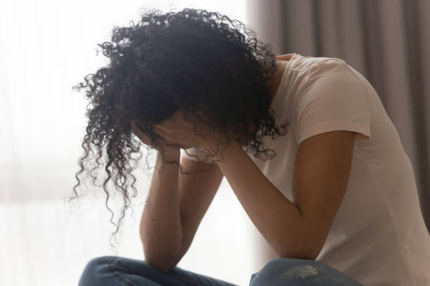 istock Upset black woman crying suffering from relationships problems 1179938834