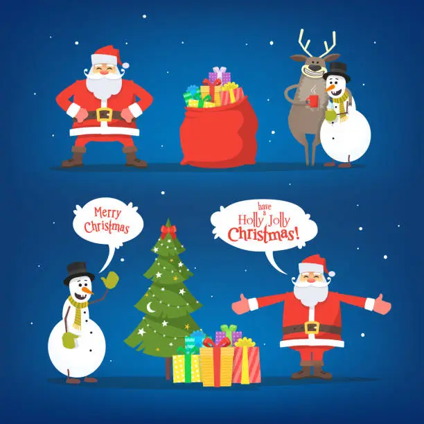 Vector illustration of Christmas characters