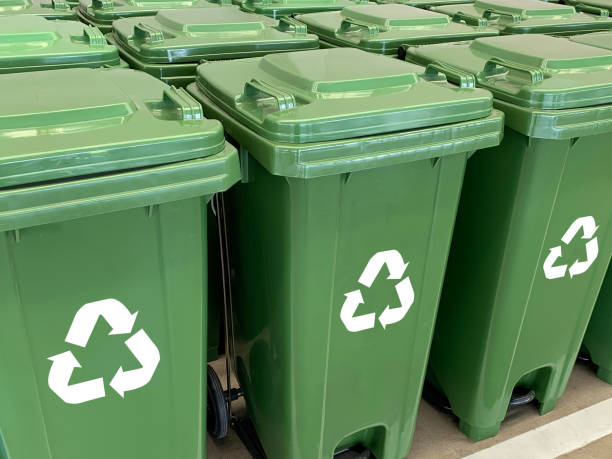 istock recycle bin yellow blue green and recycle plastic garbage bin to save environment care 1179940947