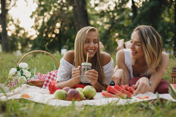 istock Friends are having a fun picnic in the park 1179942544