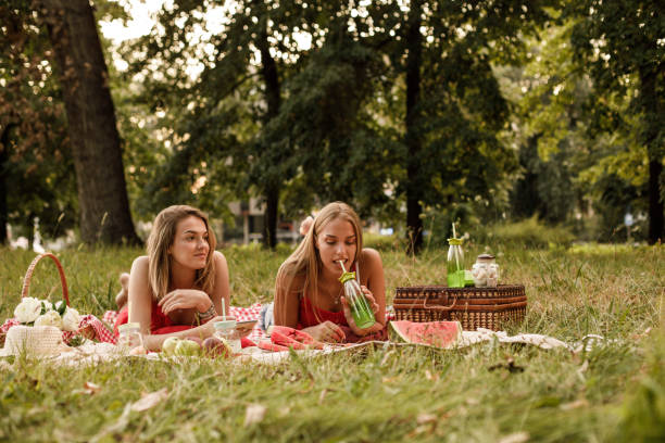 istock Women enjoying picnic in nature 1179942549