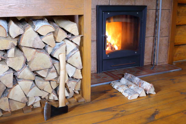 istock The iron axe and firewood. 1179942965