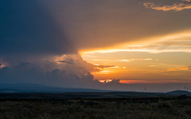 istock Steppe skyline and wonderful clouds at sunset 1179943770