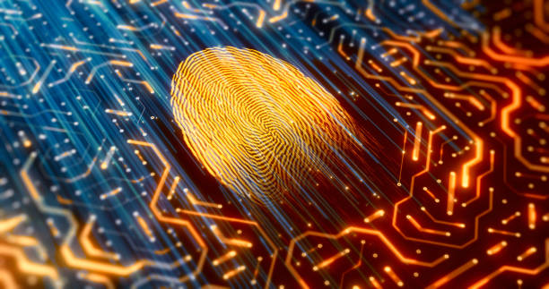 デジタル id スキャナー - fingerprint security system technology forensic science ストックフォトと画像