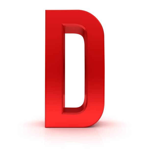 D letter D capital letter red font 3d rendering characters text graphic cut out on white background