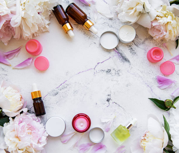 istock flat lay composition with peony flowers and natural cosmetic 1179949119