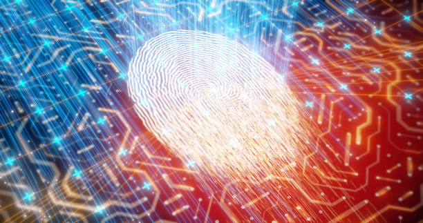 デジタル id スキャナ - fingerprint security system technology forensic science ストックフォトと画像