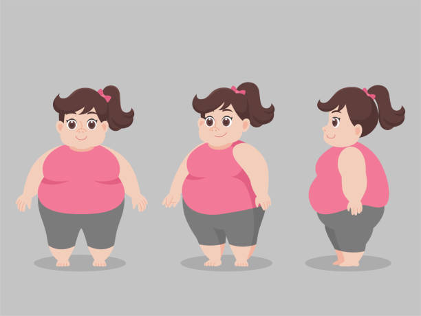 karakter big fat woman untuk menurunkan berat badan konsep perawatan kesehatan gaya hidup - big size woman asian ilustrasi stok