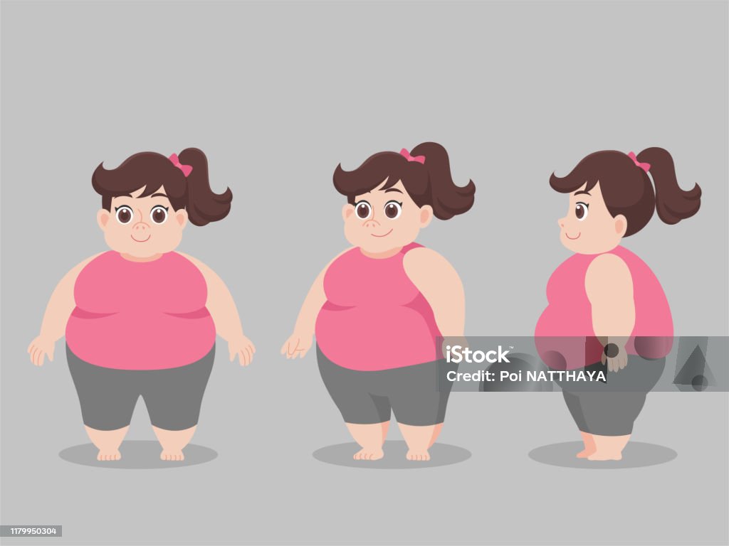 Nhân Vật Big Fat Woman Để Giảm Cân Lifestyle Health Care Concept ...