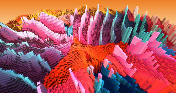 istock 3D Complex City 3D Illustration Render With Moving Colorful Cubes 1179954851