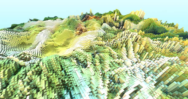 istock 3D Complex City 3D Illustration Render With Moving Colorful Cubes 1179954854
