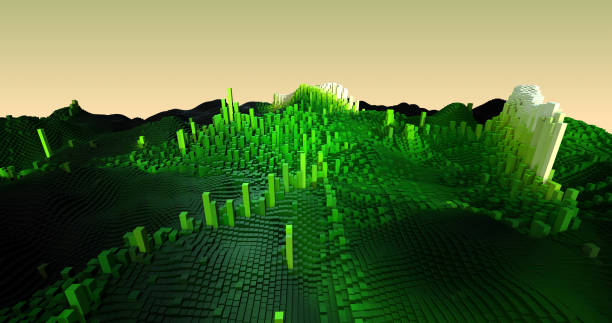 istock Abstract 3D City Background With Moving Cubes 3D Illustration Render 1179955239
