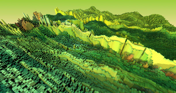 istock 3D Complex City 3D Illustration Render With Moving Colorful Cubes 1179955802