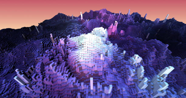 istock 3D Complex City 3D Illustration Render With Moving Colorful Cubes 1179955872