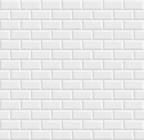 Photo of seamless ceramic tiles, white wall texture