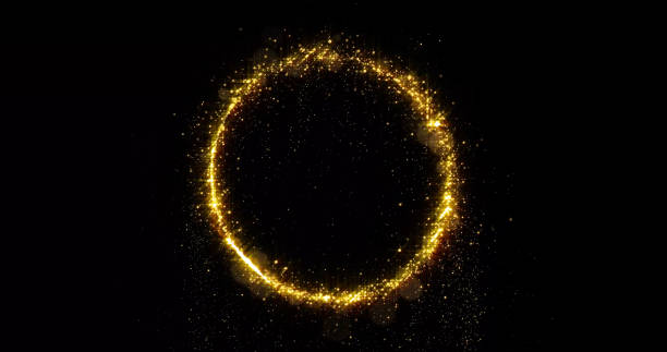 istock Golden glitter circle with sparkling light shine. Gold glittering ring, magic shimmer glow, bright light sparks with bokeh effect 1179956603