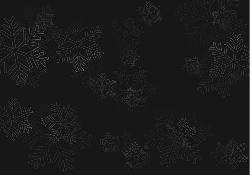 Winter holiday pattern with black snowflakes background.