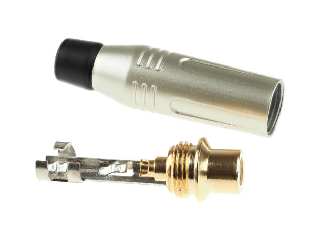 istock Gold plated RCA connector, isolated on white 1179961440