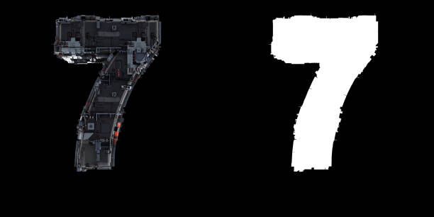 istock Number 7 from the set of technological alphabet font. 1179961870