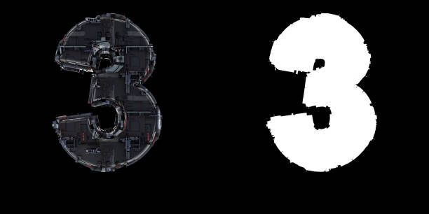 istock Number 3 from the set of technological alphabet font. 1179961872