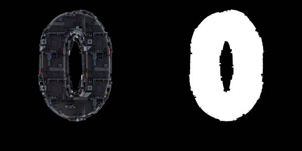 Number 0 from the set of technological alphabet font.