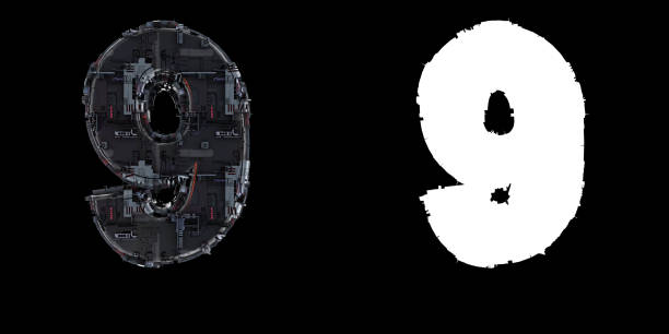 istock Number 9 from the set of technological alphabet font. 1179961890