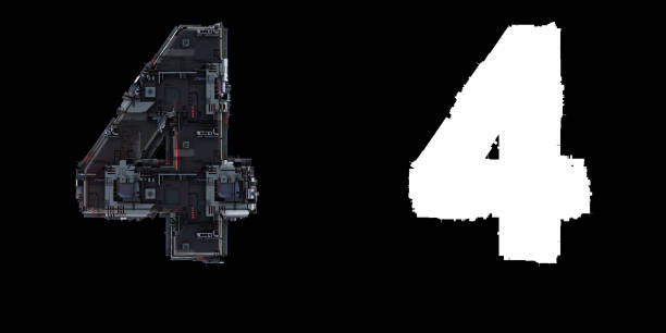 istock Number 4 from the set of technological alphabet font. 1179961896