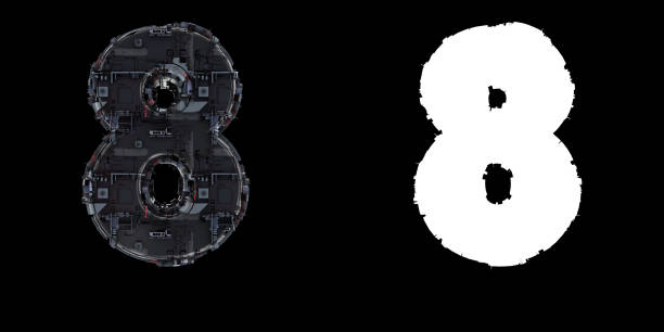 istock Number 8 from the set of technological alphabet font. 1179961927