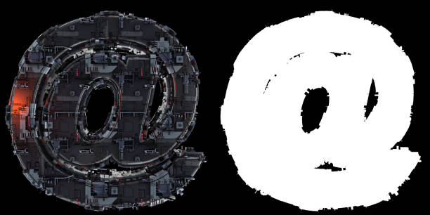 istock Symbol @ from the set of technological alphabet font. 1179961929