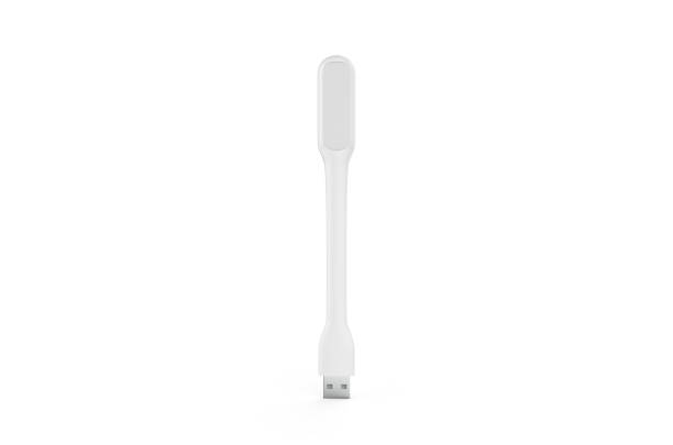 lumière led d'usb portable, modèle de maquette sur le fond blanc d'isolement, illustration 3d - desk toy usb cable computer laptop photos et images de collection