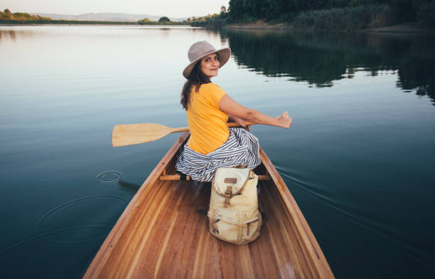 istock Travel girl enjoy canoeing 1179963352