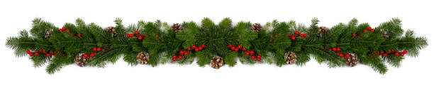 Christmas frame of tree branches stock photo