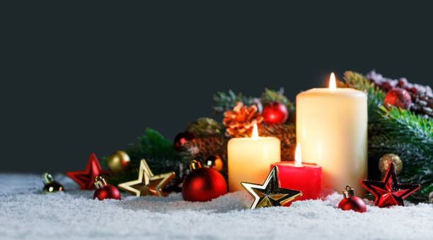 istock Christmas candles with decoration 1179964628