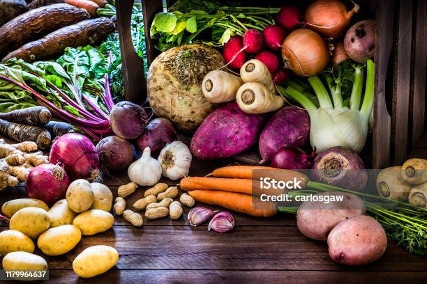 Healthy Food Organic Roots Legumes And Tubers Still Life Stock Photo - Download Image Now