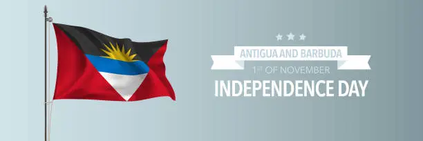 Vector illustration of Antigua and Barbuda happy independence day greeting card, banner vector illustration