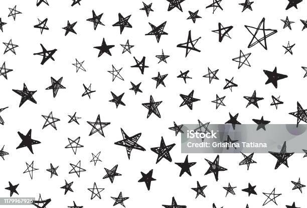 Ilustración de Estrellas Establecidas Ilustraciones De Garabatos Dibujadas A Mano y más Vectores Libres de Derechos de Forma de Estrella
