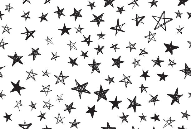 звезды множество. рисованной рукой каракули иллюстрации - форма звезды иллюстрации stock illustrations