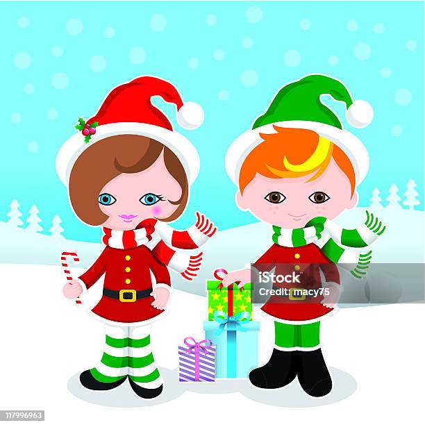 Cute Christmas Kids Stock Illustration - Download Image Now - Belt, Boys, Brown Hair