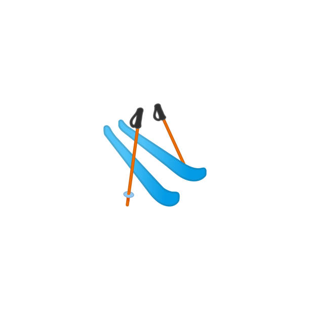 ilustrações de stock, clip art, desenhos animados e ícones de skis vector icon. isolated skiing equipment, slalom snowboarding emoji, emoticon illustration - slalom skiing