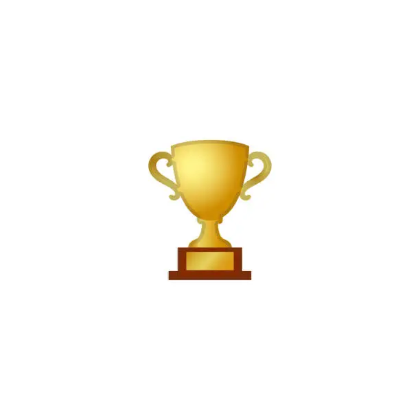 Vector illustration of Trophy Cup Vector Icon. Isolated Golden Trophy Emoji, Emoticon Illustration