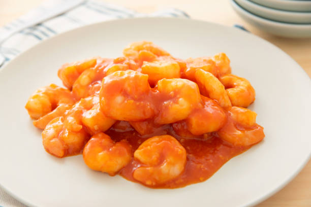 Delicious shrimps with chili sauce