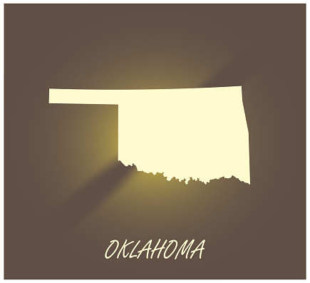 Oklahoma map vector outline cartography black and white illuminated grunge background illustration