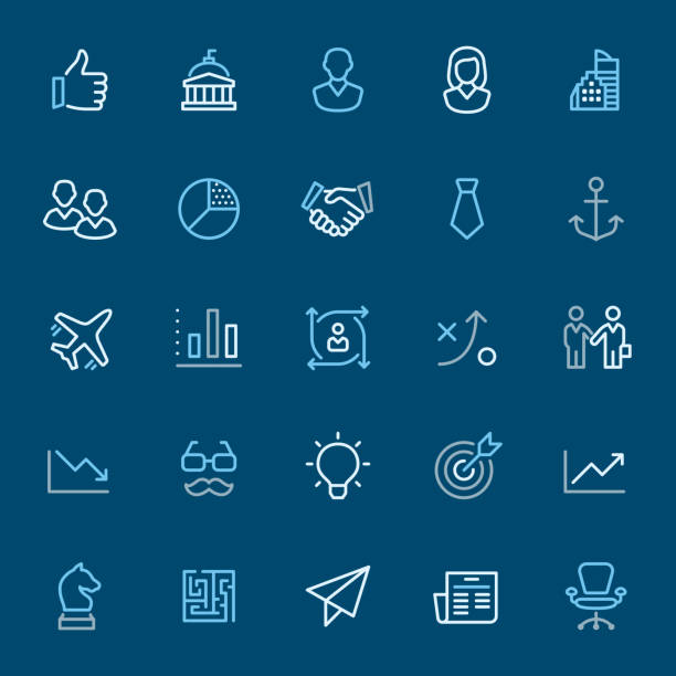 stockillustraties, clipart, cartoons en iconen met bedrijfsproces-pictogrammen kleur overzicht - bedrijfsproces