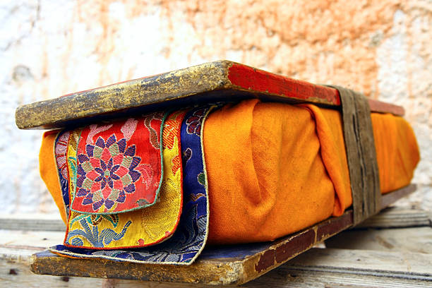 tibetn praying book stock photo