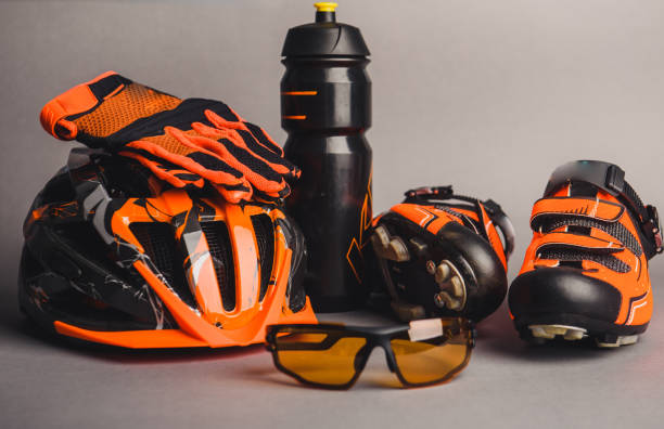 istock Helmet, gloves and water bottle - bicycle accessories 1179972495