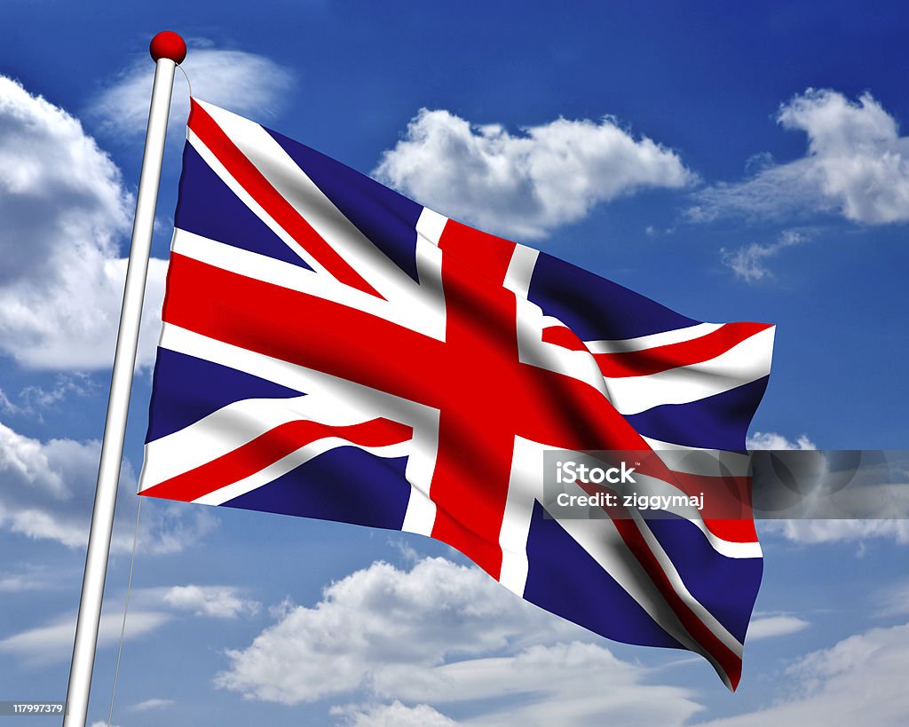 3D United Kingdom flag with clipping path  British Culture Stock Photo