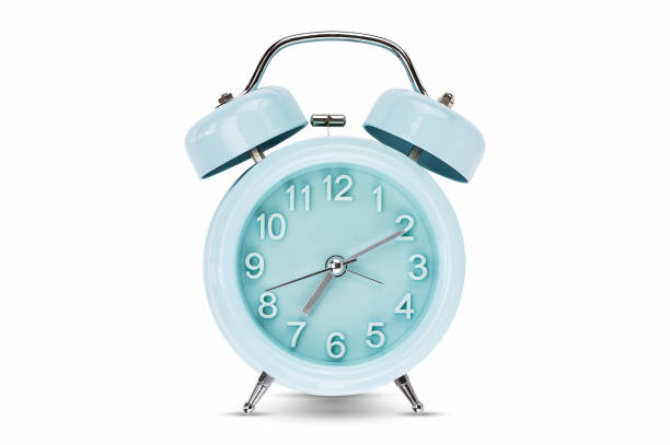 istock Blue classic alarm clock isolated on white background with clipping path 1179975450