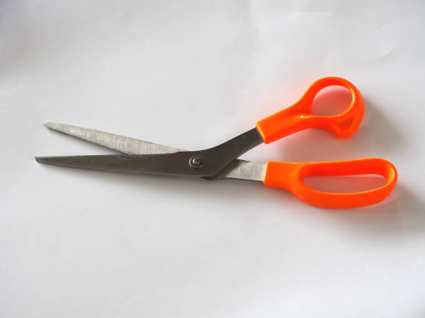 istock stainless steel Scissors handle is made of plastic orange color 1179976837